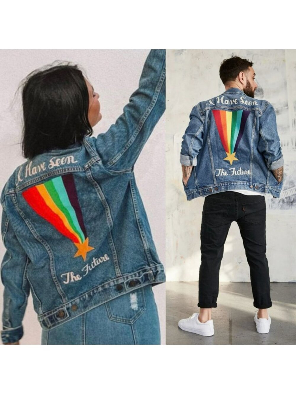 Levi's Embroidered Denim Jacket Rainbow Shooting Star